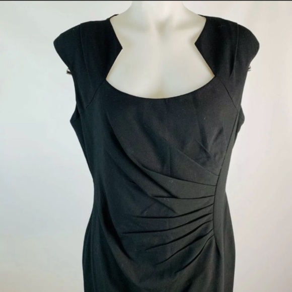Calvin Klein Little Black Dress Sunburst Sheath Sleeveless Size 12 EUC - Picture 3 of 12